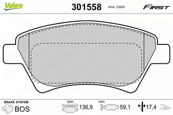 Valeo First 301558 <span>тормозные колодки передние</span>