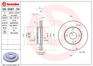 Brembo Prime Line 09.5581.34 <span>тормозной диск вентилируемый</span>