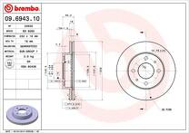 Тормозной диск Brembo Prime Line 09.6943.10 для Nissan Almera N15 / седан