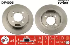 Тормозной диск TRW DF4006 для Nissan Almera N15 / седан