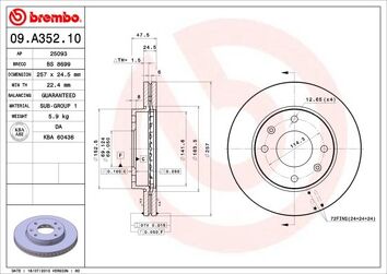 Brembo Prime Line 09.A352.10 <span>тормозной диск вентилируемый</span>