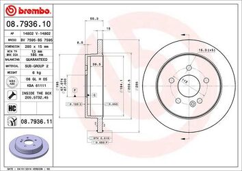 Brembo Prime Line 08.7936.11 <span>тормозной диск полный</span>
