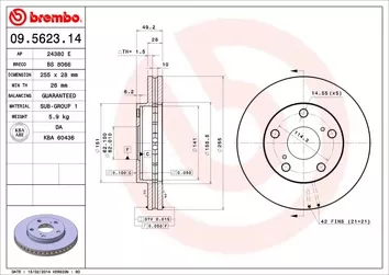 Brembo 09.5623.14 <span>тормозной диск вентилируемый</span>