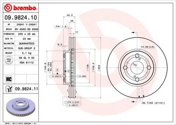 Brembo Prime Line 09.9824.10 <span>тормозной диск вентилируемый</span>