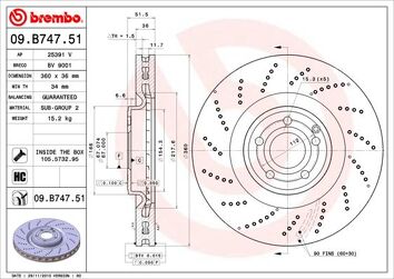 Brembo Prime Line 09.B747.51 <span>тормозной диск вентилируемый</span>