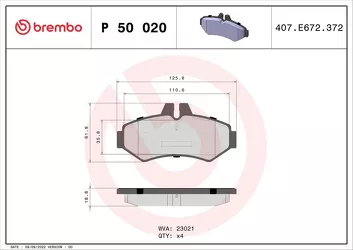 Brembo P 50 020 <span>тормозные колодки задние</span>