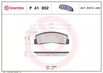 Brembo P 41 002 <span>тормозные колодки передние</span>