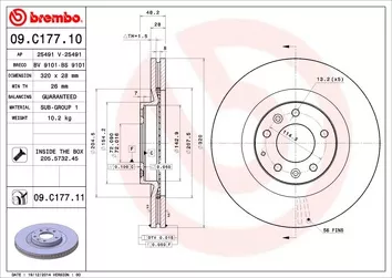 Brembo Prime Line 09.C177.11 <span>тормозной диск вентилируемый</span>