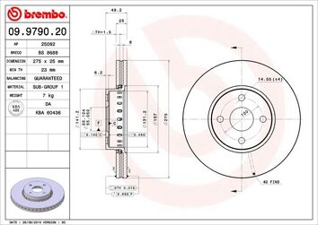 Brembo Prime Line 09.9790.20 <span>тормозной диск вентилируемый</span>