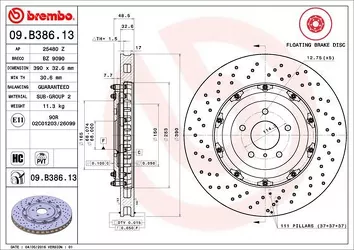 Brembo Prime Line 09.B386.13 <span>тормозной диск вентилируемый</span>