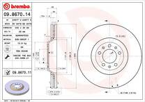 Тормозной диск Brembo Prime Line 09.8670.14 для Citroen C6 1 пок.