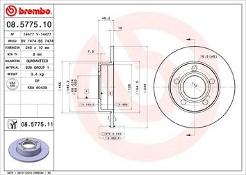 Brembo Prime Line 08.5775.11 <span>тормозной диск полный</span>