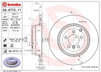 Brembo Prime Line 09.A772.11 <span>тормозной диск вентилируемый</span>