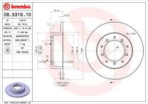 Тормозной диск Brembo Prime Line 08.5316.10 для Land Rover Defender 1 пок.