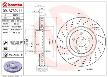 Brembo Prime Line 09.A732.11 <span>тормозной диск вентилируемый</span>