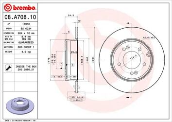Brembo Prime Line 08.A708.11 <span>тормозной диск полный</span>