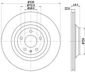 Тормозной диск Hella Pagid Pro 8DD 355 111-201 для Audi A6 C6 / седан / рестайлинг