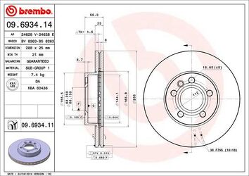 Brembo Prime Line 09.6934.14 <span>тормозной диск вентилируемый</span>