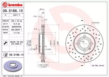 Brembo Xtra Line 09.5166.1X <span>тормозной диск вентилируемый</span>