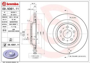 Brembo Prime Line 09.N361.11 <span>тормозной диск вентилируемый</span>