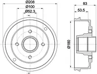 Задний тормозной барабан Hella Pagid 8DT 355 300-351
