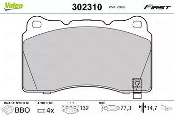 Valeo First 302310 <span>тормозные колодки передние</span>
