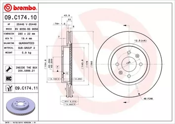 Brembo Prime Line 09.C174.11 <span>тормозной диск вентилируемый</span>