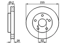 Тормозной диск Bosch 0 986 478 726 для Toyota Camry XV20