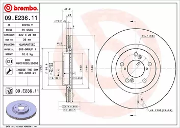 Brembo Prime Line 09.E236.11 <span>тормозной диск вентилируемый</span>
