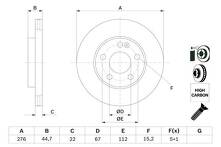 Тормозной диск Bosch 0 986 479 186 для Mercedes-Benz A-Class W169 / рестайлинг
