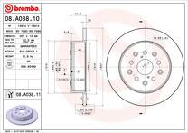 Тормозной диск Brembo Prime Line 08.A038.10 для Lexus IS 1 пок. / универсал