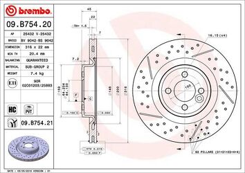 Brembo Prime Line 09.B754.21 <span>тормозной диск вентилируемый</span>
