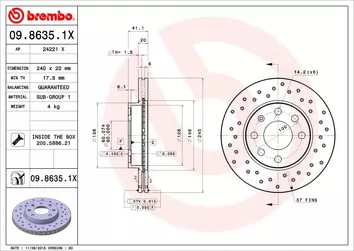 Brembo Xtra Line 09.8635.1X <span>тормозной диск вентилируемый</span>