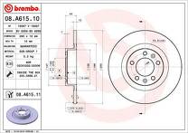 Тормозной диск Brembo Prime Line 08.A615.11 для Peugeot 508 1 пок. / седан
