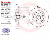 Тормозной диск Brembo Prime Line 08.C742.27 для Renault Talisman 1 пок.