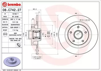 Brembo Prime Line 08.C742.27 <span>тормозной диск полный</span>