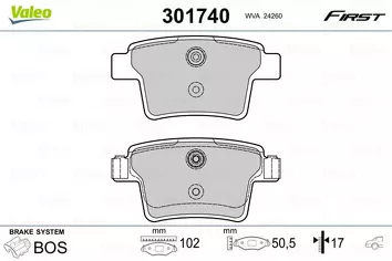 Valeo First 301740 <span>тормозные колодки задние</span>