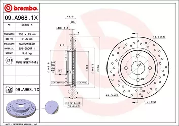 Brembo Xtra Line 09.A968.1X <span>тормозной диск вентилируемый</span>