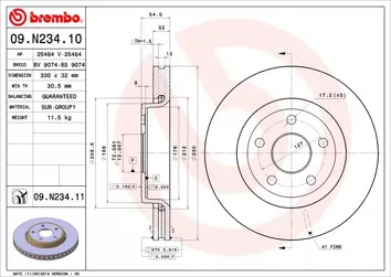 Brembo Prime Line 09.N234.11 <span>тормозной диск вентилируемый</span>