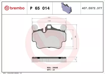 Brembo P 65 014 <span>тормозные колодки передние/задние</span>