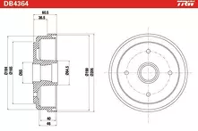 Задний тормозной барабан TRW DB4364