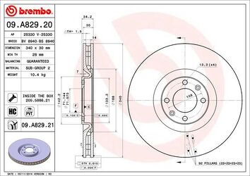 Brembo Prime Line 09.A829.21 <span>тормозной диск вентилируемый</span>