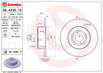 Тормозной диск Brembo Prime Line 08.A336.10 для Toyota Avensis 1 пок. / T22