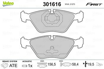 Valeo First 301616 <span>тормозные колодки передние/задние</span>