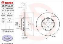 Тормозной диск Brembo Prime Line 09.9790.10 для Toyota Avensis 1 пок. / T22