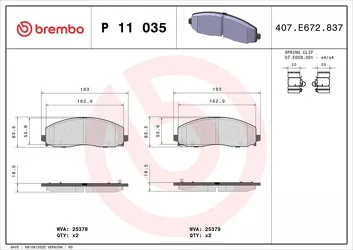 Brembo P 11 035 <span>тормозные колодки передние</span>