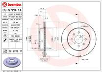 Тормозной диск Brembo Prime Line 09.9728.14 для Opel Agila A
