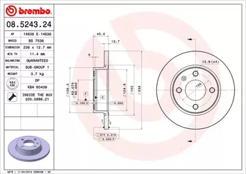 Brembo Prime Line 08.5243.24 <span>тормозной диск полный</span>