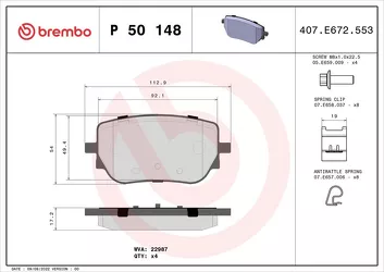 Brembo P 50 148 <span>тормозные колодки задние</span>
