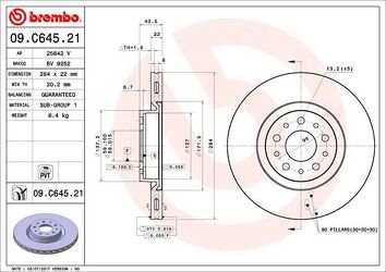 Brembo Prime Line 09.C645.21 <span>тормозной диск вентилируемый</span>